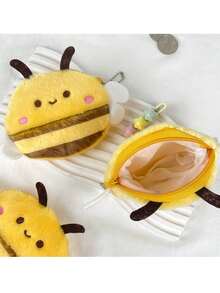 1pc Cartoon 3D Bee Coin Purse, Multipurpose Frog Wallet, Creative Portable Organizer For Coins, Keys, Earphones, Useful Daily Accessory & Birthday Gift