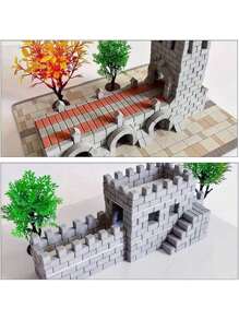 50/100/200pcs Miniature Landscape Kit | Realistic Red Brick Wall & Stone Accents | Plastic | Ideal For DIY Crafts, Fairy Gardens, And Dollhouses | Perfect For Building Your Mini Dream House