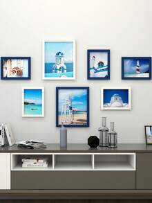 7pcs Minimalist Art Photo Frame Set, Photo Wall Collage For Living Room & Hallway, Comes With Prints, No Drilling Required, Great Gift - Multicolor - View 18