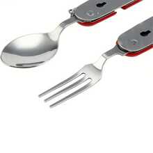 Folding Camping Knife, Fork And Spoon, Stainless Steel, Portable, Detachable, Multi-Function Folding Knife
