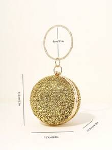 1 pezzo Borsa da sera elegante e versatile con anello decorativo in metallo dorato e strass, con brillantini sferici lucenti, adatta per feste, matrimoni, cerimonie, esposizioni, abiti da sposa e occasioni formali