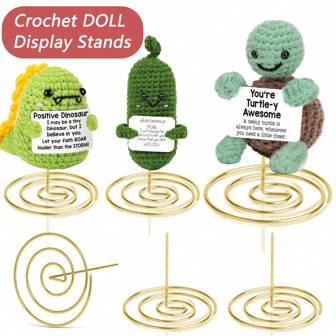 Supports d'affichage au crochet positifs, supports de base ajustables en métal pour poupée au crochet, support d'affichage en lot, supports de poupée au crochet décoratifs pour figurines émotionnelles/Tortue au crochet positive/Pomme de terre au crochet positive/Cornichon au crochet positif