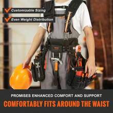 Tool Belt With Suspenders 1680D Polyester, 29 Pockets, 29-54 Inches Adjustable Waist Size, Tool Belts For Men, Heavy Duty Carpenter Tool Pouch For Carpenters, Electricians, And Gardening, Black - Black - View 3
