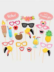 21pcs Hawaiian Hula Skirt Themed Photo Props, Suitable For Hula Dance Parties, Summer Parties, And Various Occasions