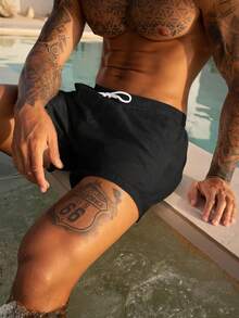 Men's Drawstring Beach Shorts, Casual Sports Quick-Dry Shorts For Vacation, Travel, Summer