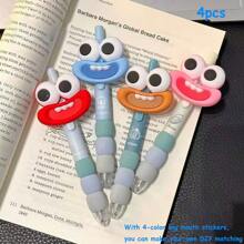 Colorful Cute And Fun Pen With Big Eyes And Big Mouth, Retractable Medium Nib, Black Ink, Plastic And Rubber Grip, Suitable For Both Hands, Suitable For Daily Writing And Office Work, School Supplies, Stationery, Student Prizes, Cute Gifts For Festivals And Parties Back To School
