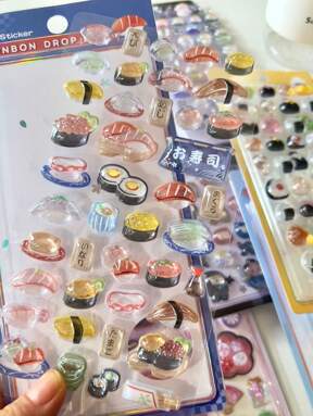 日本のアニメ食べ物型押しシール楽しい、子供のデコレーション クリスタルダイヤモンド3Dステッカー