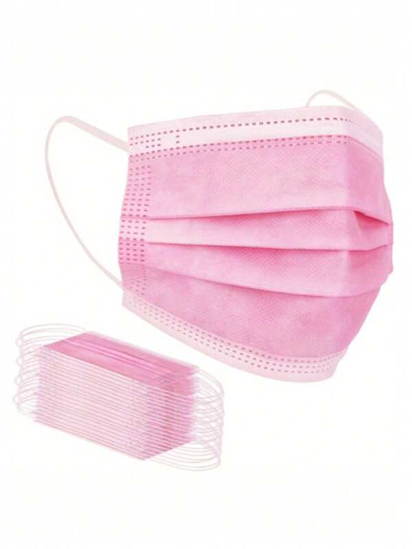 50pcs / 100pcs Pink Disposable Face Mask Pink Face Masks 3 Ply Protection MasksSuitable For School Office And Outdoors