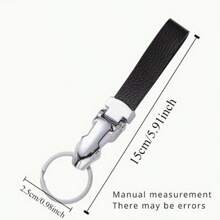 1pc Customized Men's Premium Leather Faux Leopard Head Car Key Chain - Sports Iron Alloy Belt Buckle