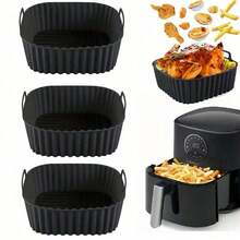 1pc Square Silicone Air Skillet Basket, Reusable Non-Stick Skillet Lining, Microwave Accessories And Kitchen Cake - Multicolor - View 8