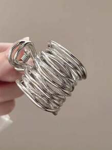 1pc Minimalist Design High Ponytail Claw Hair Clip With Ring, Premium Metal Hair Accessory For Women Hair Clips Hair Jaw Clip Hair Clamps Hair Clutch Hair Catcher Clip, Claw Clip