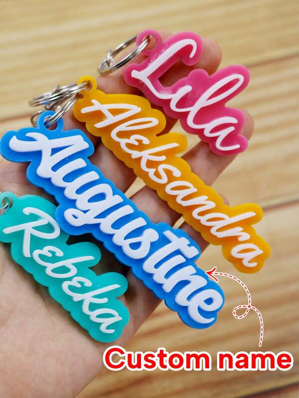 1/2Pcs Custom Name Boy's Keychain, Customized Brand Name Pendant, Backpack Pendant, Acrylic Name Keychain, Personalized Luggage Tag Pendant, Boy's Fashion Gift, Boyfriend, Father'S Day Gift