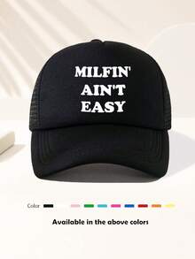 1pc Unisex Lettering EASY Game Day Baseball Cap, Adjustable Outdoor Hat, Spring And Autumn, Travel, Beach Vacation, Sports, Y2k Style, Dad Hat, Mesh Trucker Hat, Best Holiday Gift