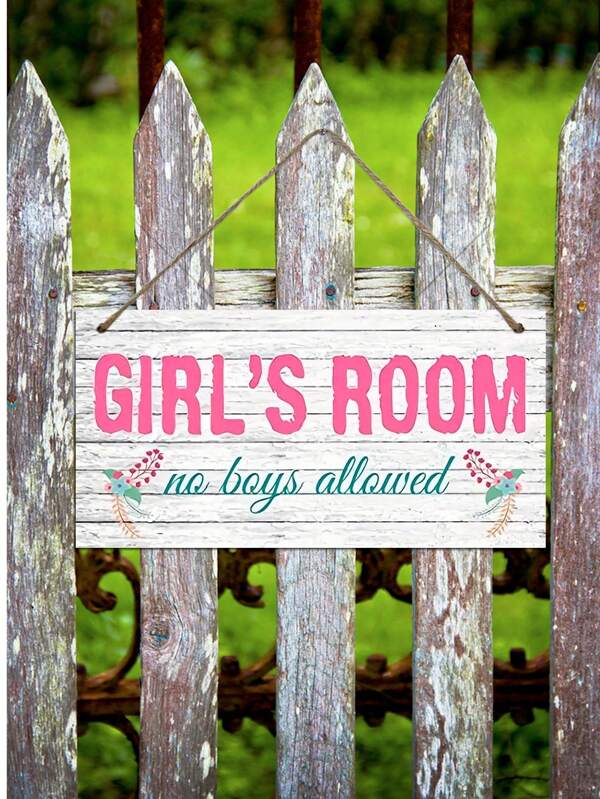 1pc "Girls Power" Decor Sign With Unique "No Boys Allowed" Symbol, Adds Playful Touch To Her Room! Suitable For Retail Stores, Gift Shops, Supermarkets