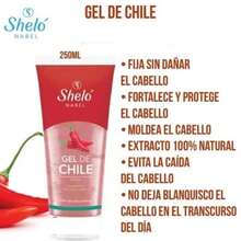 Gel de Chile para peinar Shelo gel capilar fijador con extracto natural definición peinado resistencia brillo cuidado cabello formula tradicional estilismo diario sin residuos - Rojo - Ver 1
