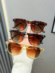 3 Pcs Plastic Square Frame Party, Street Fashion, Summer Travel Decorative Eyeglasses For Summer Beach Vacation,Outdoor,Travel - Multicolor - View 3