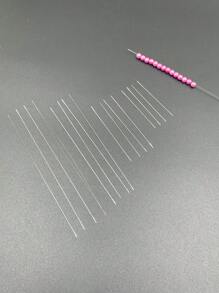 10 Stücke Edelstahl Perlennähnadeln, farbiges Perlengarn, ideal für Anfänger, gebogene Nadel für DIY Schmuckherstellung von Armbändern und Halsketten, Bastelbedarf, dauerhafte Bastelwerkzeuge, Perlen für Schmuckherstellung