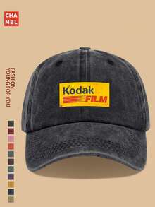 1pc Vintage 90s Film Logo Printed Baseball Cap, Solid Color Simple Design, Multiple Colors Available, , Black Papa Retro Truck Driver Hat, Adjustable Size, Outdoor Photography Sun Hat, Ideal Gift For Casual, Recreation, Hiking, Photography, Birthday, Holiday