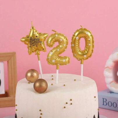 1 件金色星星生日蜡烛、气球蜡烛、蛋糕顶部装饰、精美蛋糕甜点装饰、派对装饰、数字蜡烛、Esign 闪光生日蜡烛、生日蛋糕、婚礼派对、毕业典礼等、生日装饰、生日快乐、蛋糕蜡烛、房间装饰礼物