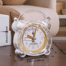 1pc Minimalist Fashion Crystal Alarm Clock, Transparent Bedside Night Light Timer, Asymmetric Design, Buzzer Alarm Clock, Plastic Frame, Digital Display, Electrical Mechanism, Requires 1 AA Battery (Not Included), Suitable For Bedroom, Living Room, Study - Perfect For Back To School, Birthday, Graduation Gifts