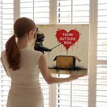 1Pc Think Outside Box Vintage Poster For Unconventional Thinkers Graffiti Street Art Canvas Wall Art For Living Room Wall Decor For Bedroom Bathroom Framed Wall Poster Art Prints - Multicolor - View 6