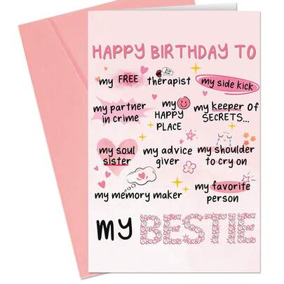 1pc Funny Birthday Card For Women, Sister, Or Bestie – Humorous Friendship Card, Cute Birthday Gift For Best Friend, Niece, Or Soul Sister