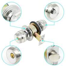 Cerradura Chapa De Perilla De Cromo Acabado Espejo Mate De Níquel Satinado Puerta De Palanca Para Todo Tipo Puerta Madera Aluminio Corrediza de Recamara Principal Residencial Baño Cerradura Con Llave Cerrojo W3901 - Gris - Ver 6