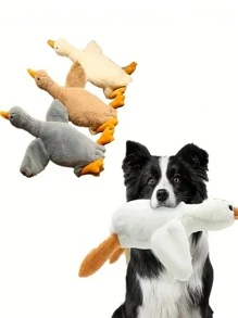 1 Stück weiches Plüsch Ente Stofftier, Weiß/Grau/Braun, Begleittier für Katzen und Hunde, hilft Hunden beim Spielen und Energieaufwand, geeignet für kleine bis mittlere Haustiere (nicht für große Haustiere empfohlen, da sie es zerkauen und beschädigen könnten)