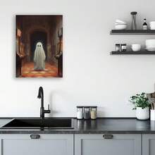 Framed Ghost Reincarnated On Canvas In An Abandoned Arcade Poster, Vintage Poster, Art Poster Printed, Dark Academia, Ghost, Halloween Decoration High Quality Canvas Painting, HD Pictures, Perfect Gift - Framed - View 5