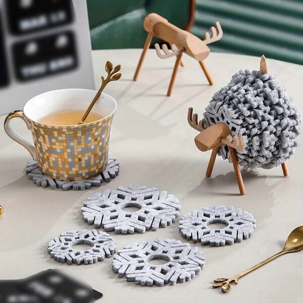 12 قطعة من حوامل الأكواب والأطباق والحصائر العزل بتصميم الأغنام بالطراز الإسكندنافي