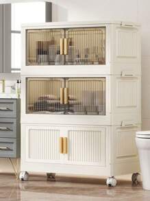 Folding Multilayer Storage Cabinet, Living Room Snacks Toys Organizer Shelf, Home Storage Wardrobe Closet