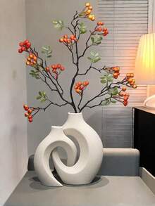 White Vase, Snuggling Vase Home Decoration Simple Nordic Bohemian Style, Suitable For Living Room, Bookshelf, Dining Table, Bookshelf, Room, Fireplace And Porch Decorative Vase.