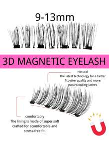 Femgxiu 1 Set 4pcs Magnetic Eyeliner & Magnetic Eyelash Kit - Natural Looking Reusable False Magnetic Fox Eye Lashes Enhance & Elongate Lashes, 3D Curly & Fluffy No Glue Comfortable WearEyelashes With Strong Magnet, 5-11mm Faux Mink Lashes For Everyday Wear, Waterproof,Reusable, Waterproof, Party, Date