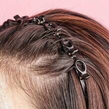 2pcs Woven Hairbands & Bangs Clips Hair Accessories, Multi-Layer Hollow Headband & Hair Clips Top Clips