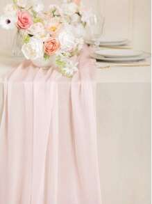 1pc Multicolor Chiffon Table Cloth, Wedding Table Decor, Transparent Extra Long Chiffon Table Cloth With Silver Glitter, Boho Style Table Cloth, Soft Gauze Tablecloth Suitable For Wedding Party, Baby Shower, Bridal Shower, Valentine's Day, Easter, Thanksgiving, Christmas, New Year, Tea Party, Anniversary, Holiday And Other Special Occasions