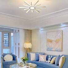 1 件现代 LED 吸顶灯，3 种颜色变化 - 线条设计，金属结构，易于安装，适用于客厅和餐厅 - 无开关无遥控器