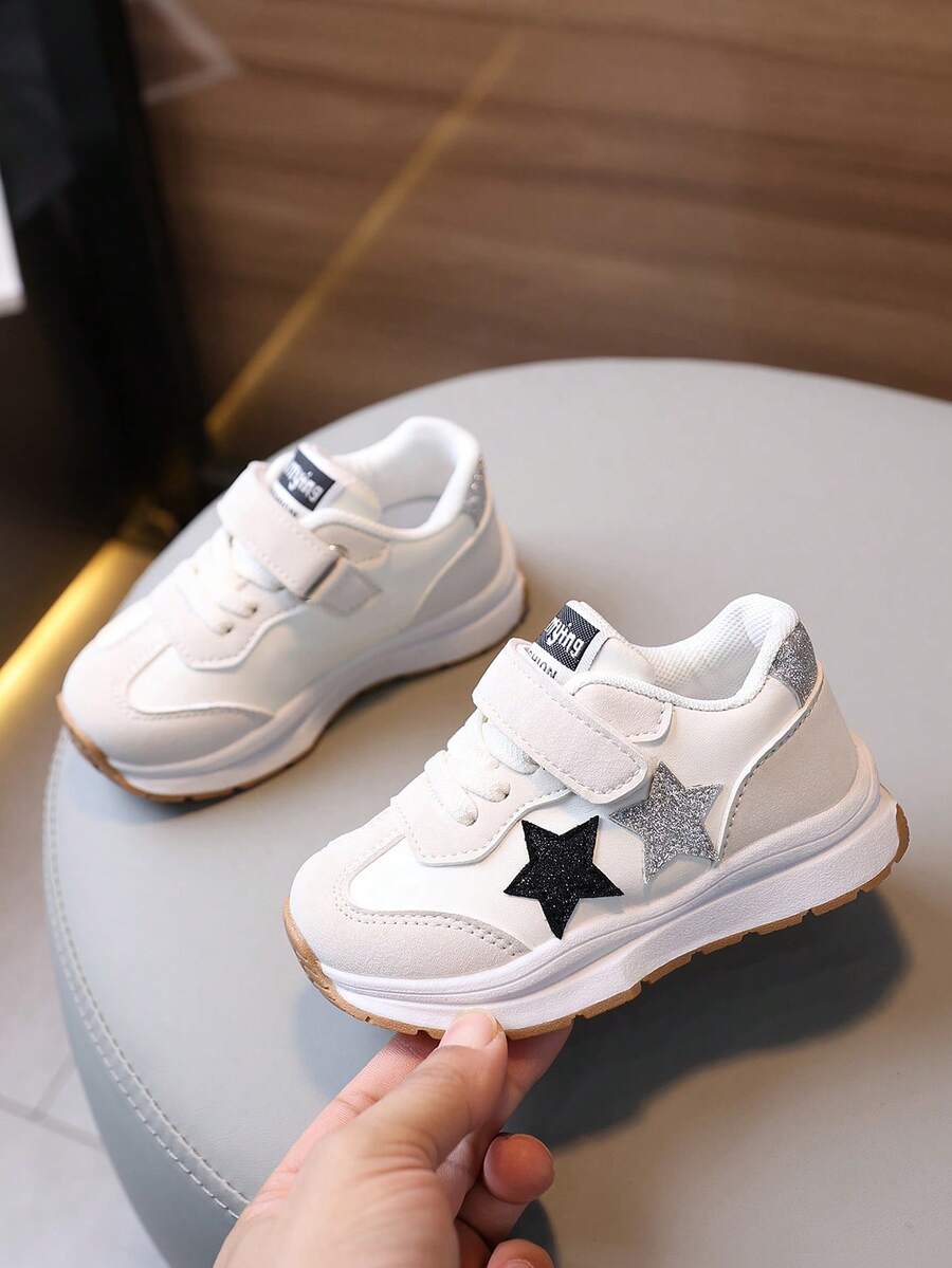 1 双防滑、耐用、舒适、时尚的五角星图案运动鞋,适合所有季节 - 米色 - 查看 1