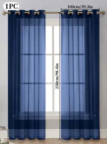 1pc Plain Color Sheer Tulle Curtain, Lightweight And Flowy, Semi-Blackout, Transparent But Not See-Through, Suitable For Balcony, Bedroom, Living Room Decoration