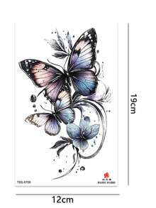 5 件彩色蝴蝶临时纹身，适合街头、疯狂化妆、旅行必备、身体装饰、露营、健身房，适合男性和女性贴在手臂、腿、锁骨、背部和其他身体部位