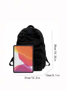 Versatile & Fashionable Women's Canvas Backpack, Casual Daypack - Black - View 3