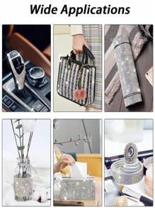 1 yarda Cinta de diamantes de cristal de Ródeo autoadhesiva brillante en color plateado, pegatina de brillo de Ródeo para decoración navideña, manualidades DIY para coche, computadora, maquillaje, mesa, decoración de fiesta de boda, proceso de producción de Ródeo de 2 mm