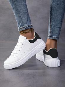 scarpi sportivi casual con lacci da donna, punta tonda, basse, traspiranti, stile campus, polivalenti, leggere, scarpe da skateboard casual con lacci