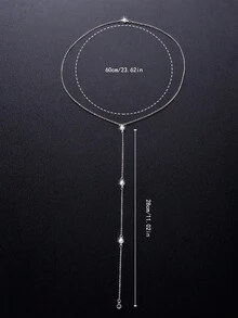 1 件时尚性感闪亮项链，玻璃水钻吊坠项链，适合女士，身体链，露背链，适合节日、聚会、礼物和夏季日常穿着