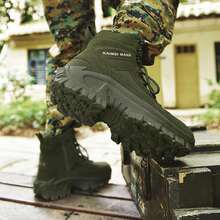 男士户外徒步鞋、专业训练运动鞋、透气面料、防滑户外鞋、靴子、高帮靴、户外徒步靴 颜色选择：黑色、棕色、绿色 款式：高帮、短靴、靴子、靴子