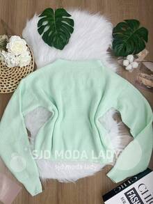 SJD MODA LADY Striped Sweater Knit Modal Off Shoulder Super Autumn Winter Korean Style Best Fabric - 薄荷綠 - 查看 1