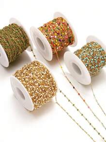 100cm Cadena de cuentas de acero inoxidable esmaltado, cadena de bolas coloridas en estilo bohemio para hacer bisutería, pulseras, collares y accesorios DIY