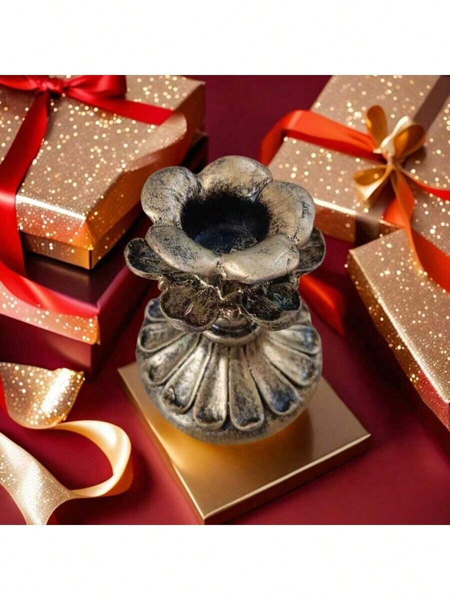 1 件法国古典香薰蜡烛复古树脂仿铜烛台底座 - 适用于客厅、卧室、桌面、餐桌、办公室、电视柜、架子，乔迁最佳礼物 - 仿銅色 - 查看 1