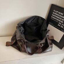 大容量旅行行李袋，男女通用服装手提包行李托特包运动健身包学校用品包学校配件学校用品 - 咖啡棕 - 查看 6