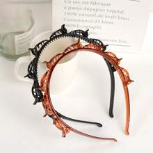 2pcs Woven Hairbands & Bangs Clips Hair Accessories, Multi-Layer Hollow Headband & Hair Clips Top Clips