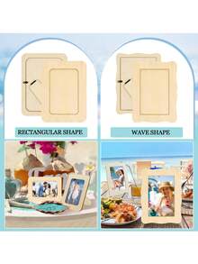 4" X 6" Unfinished Wooden Photo Frame, Suitable For DIY Projects, Crafts, Vertical Wooden Frame For DIY Painting, Suitable For Wooden Crafts, Painting, Art Projects, Wooden Decorations, Suitable For All Holiday Gifts - Wave Style - View 7